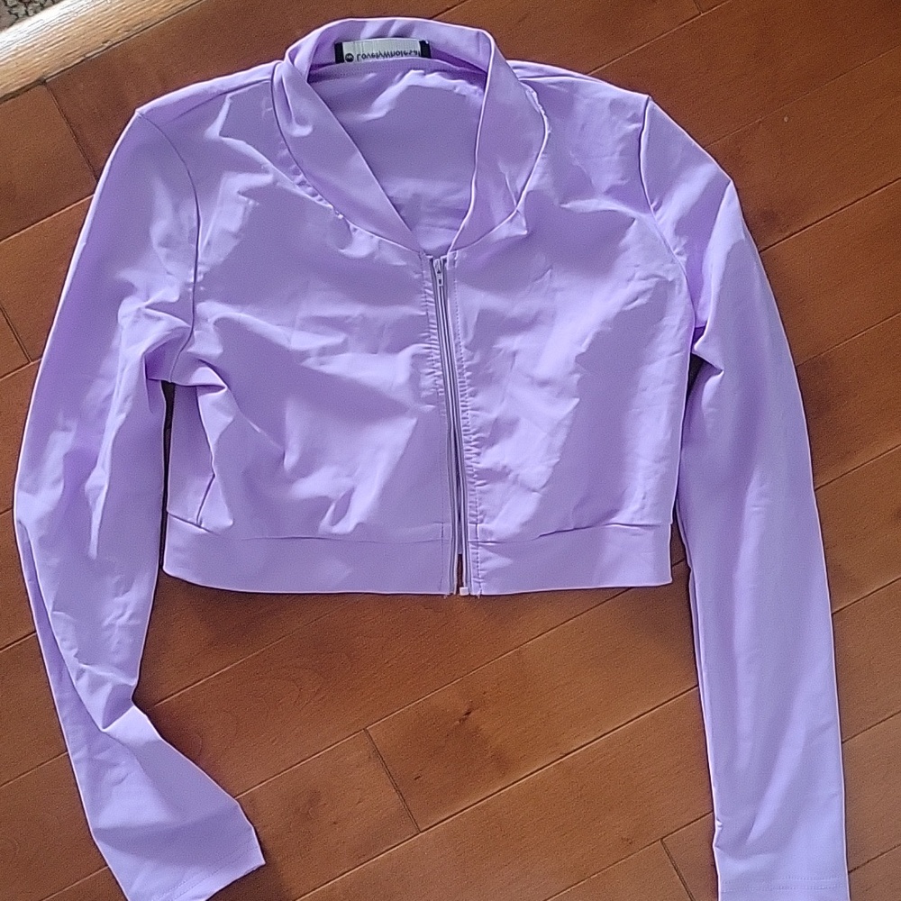 LovelyWholesale Lavender Flare Leg, Top, And Jacket Active Set Size M - Picture 7 of 8
